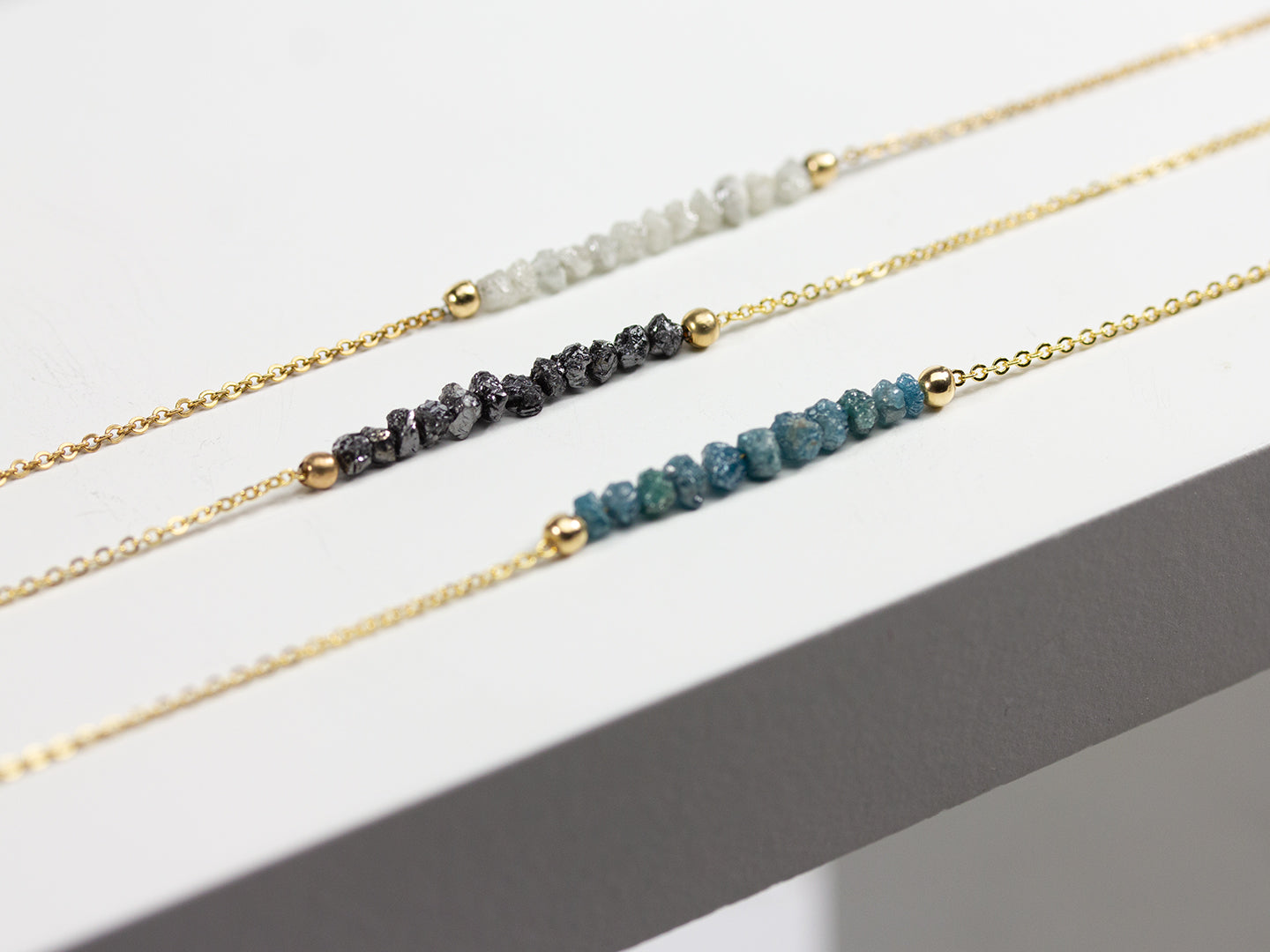 14K Yellow Gold Raw Diamond Necklace