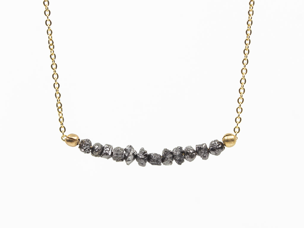 14K Yellow Gold Raw Diamond Necklace