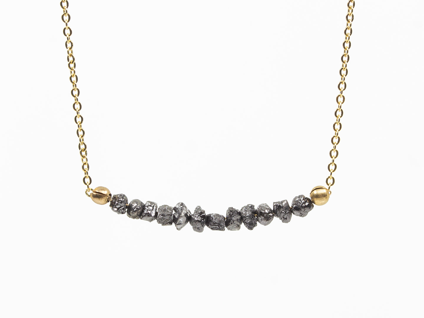 14K Yellow Gold Raw Diamond Necklace