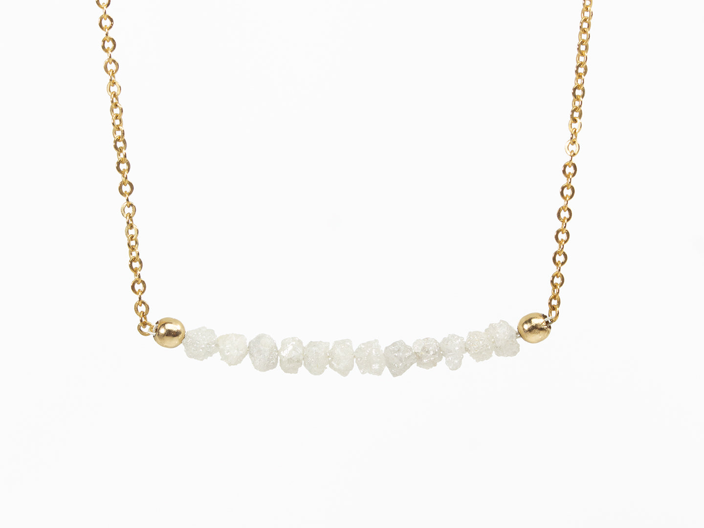 14K Yellow Gold Raw Diamond Necklace