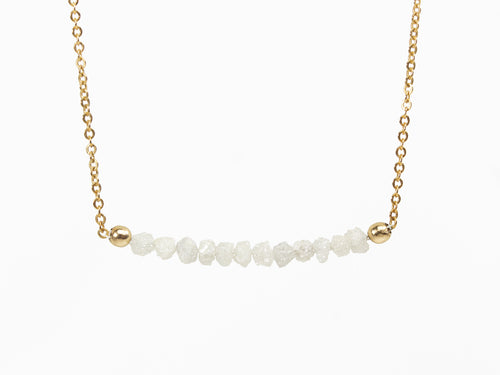 14K Yellow Gold Raw Diamond Necklace