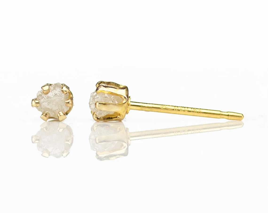 Gold Rough Diamond Stud Earrings