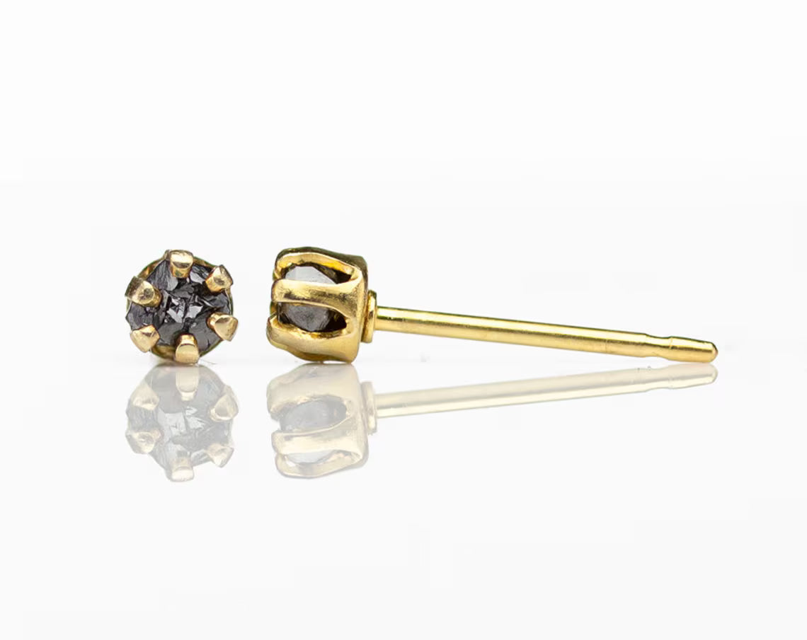 Gold Rough Diamond Stud Earrings