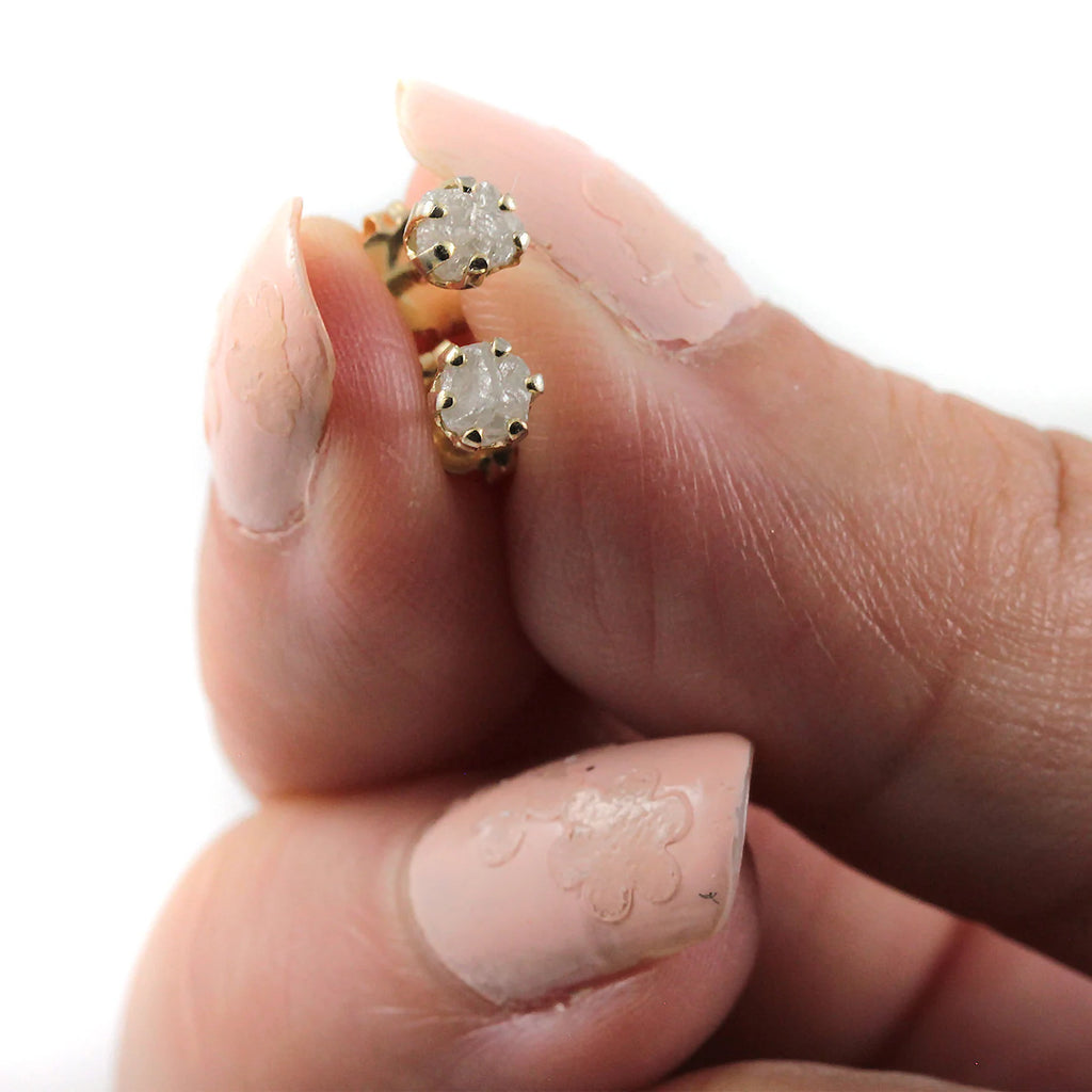 Gold Rough Diamond Stud Earrings