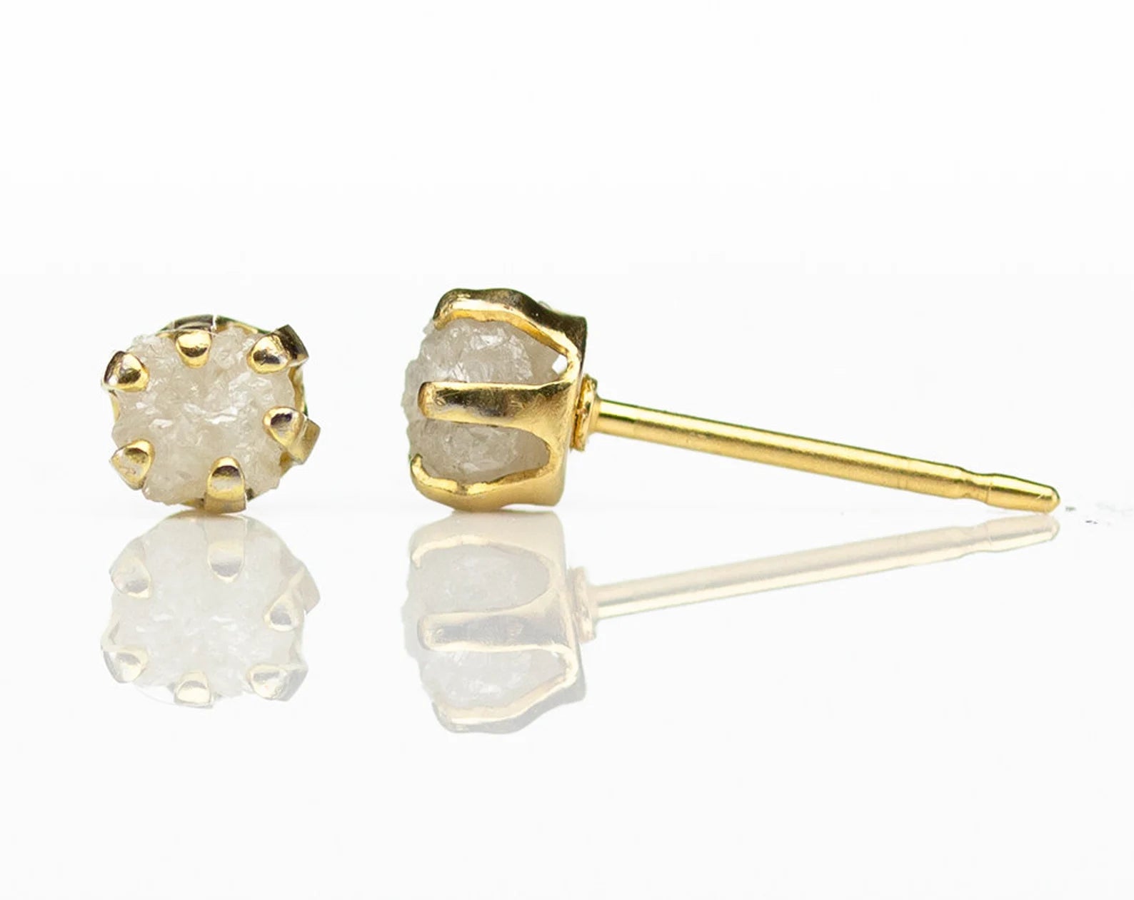 Gold Rough Diamond Stud Earrings