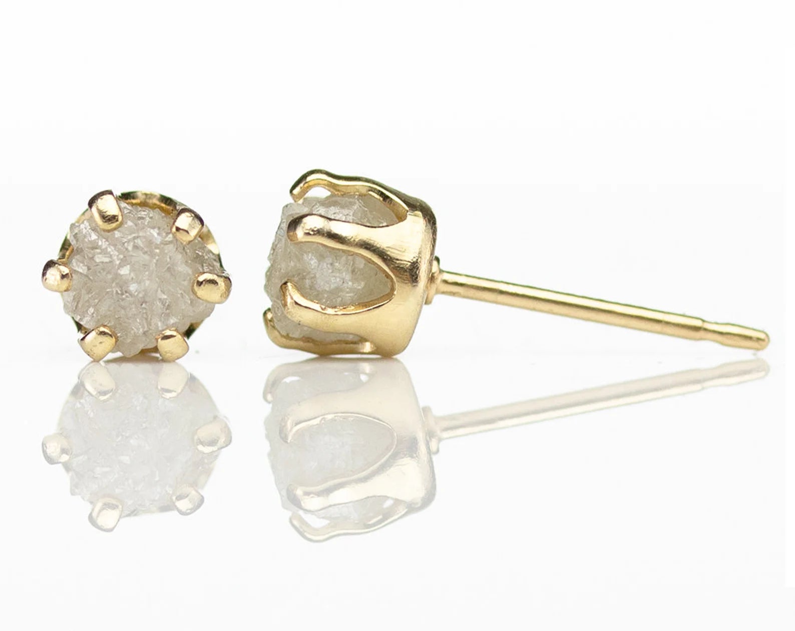 Gold Rough Diamond Stud Earrings