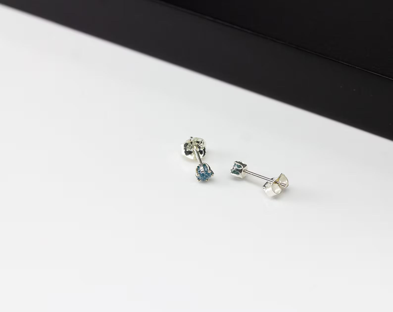 Sterling Silver Raw Diamond Stud Earrings