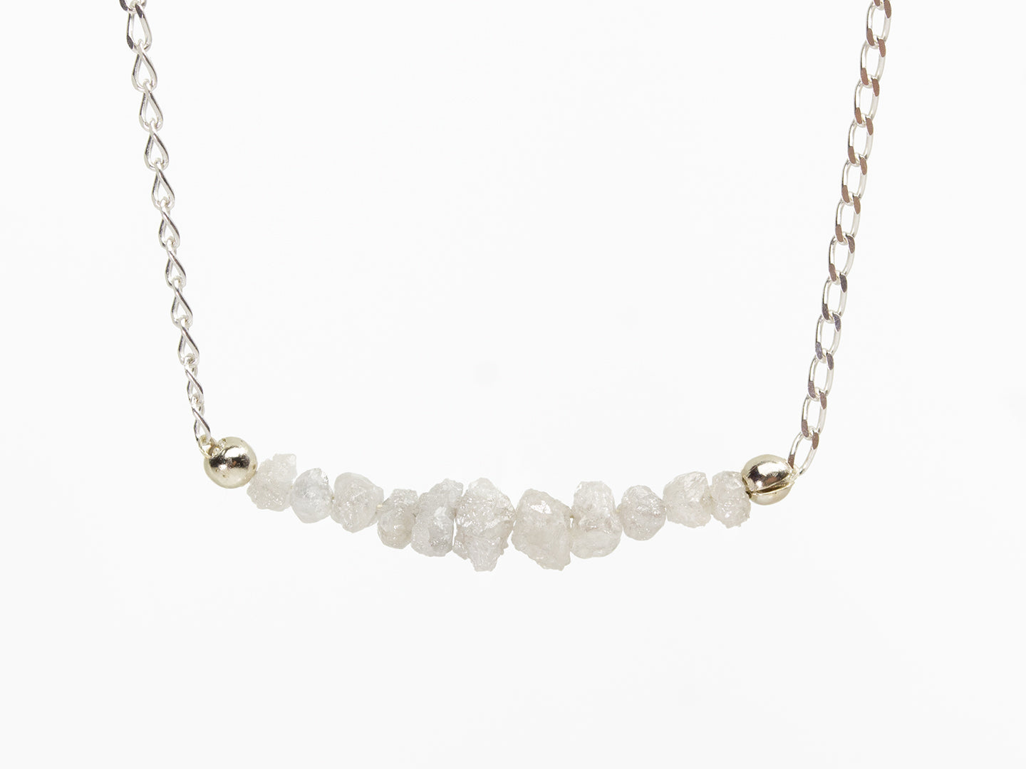 Sterling Silver Raw Diamond Necklace