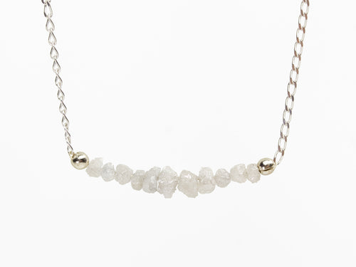 Sterling Silver Raw Diamond Necklace