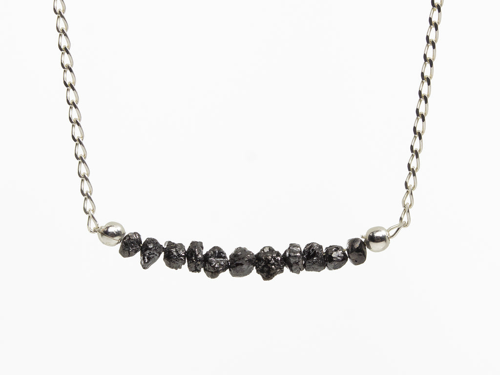 Sterling Silver Raw Diamond Necklace