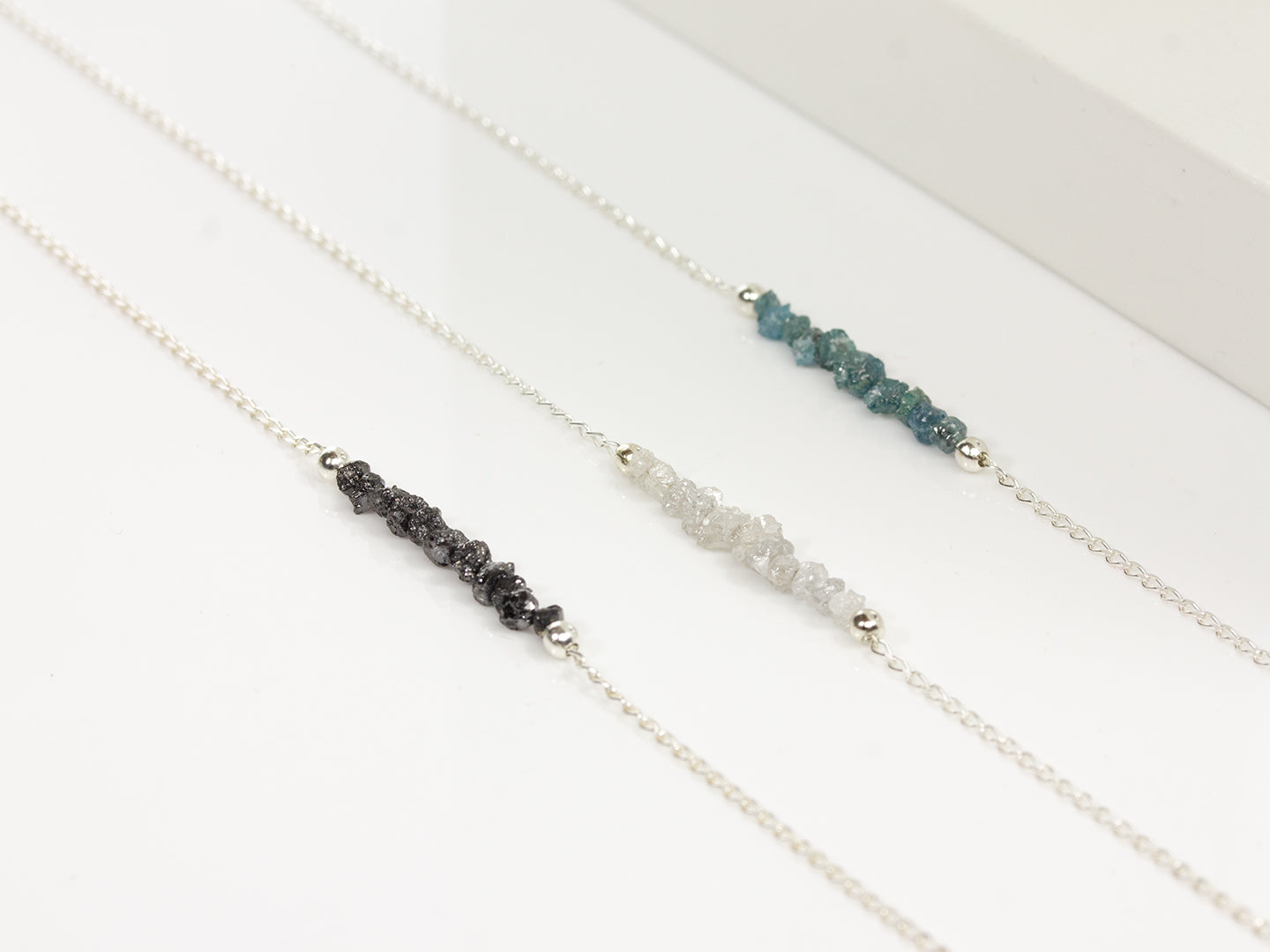 Sterling Silver Raw Diamond Necklace