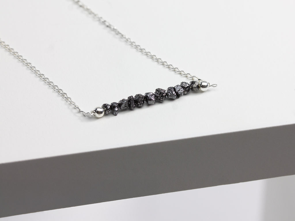 Sterling Silver Raw Diamond Necklace