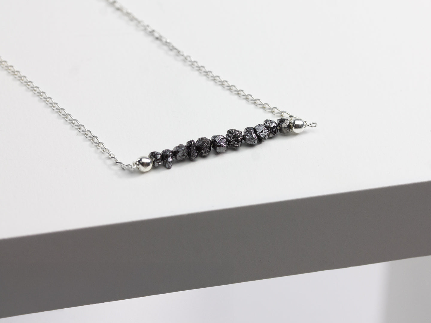 Sterling Silver Raw Diamond Necklace